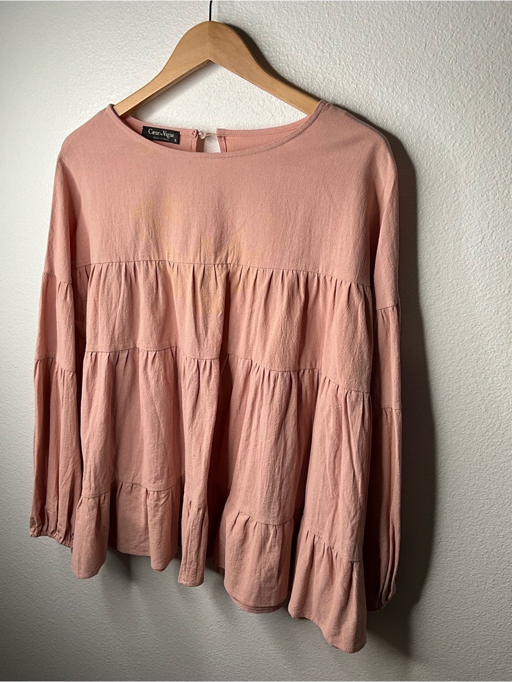 Cynthia Steffe Dusty Pink Tiered Long-Sleeve Tunic